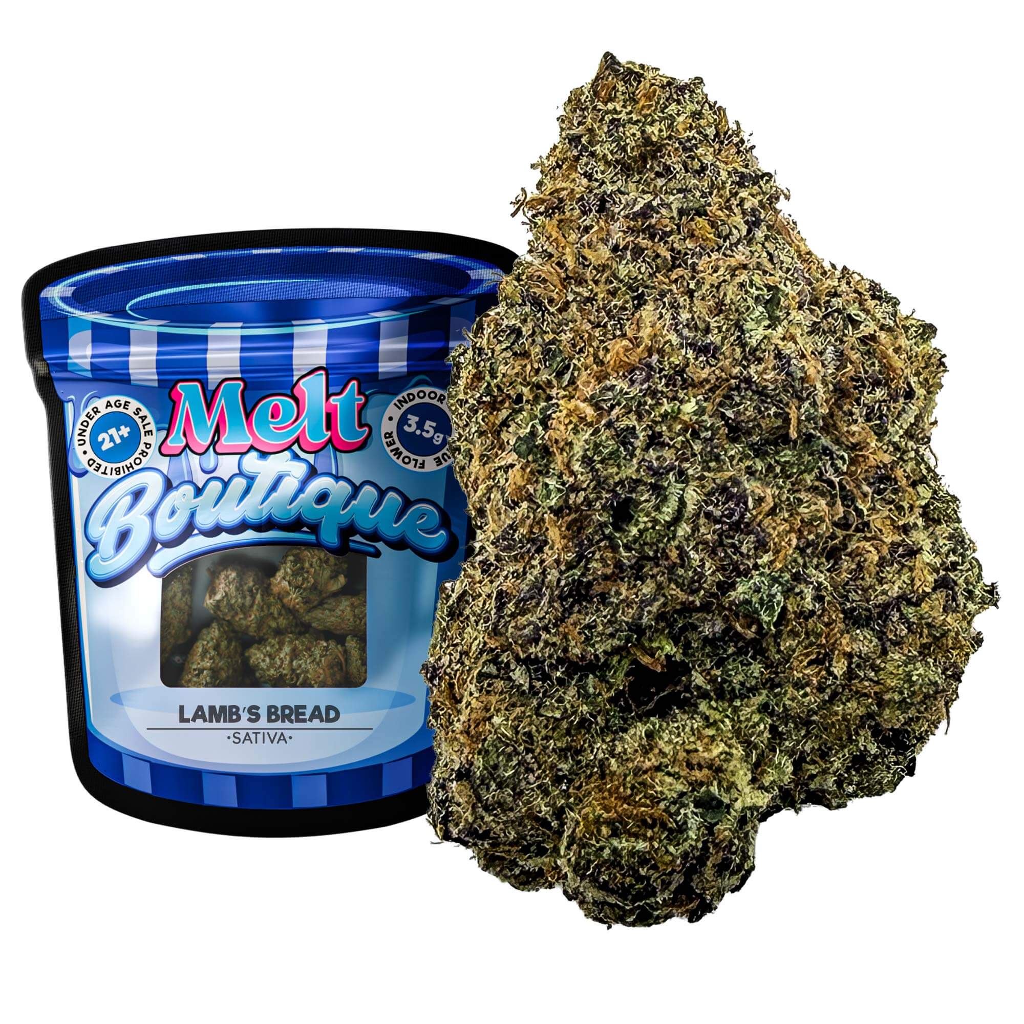 Lamb'  Bread Sativa THCA Flower – Boutique Craft Premium Cannabi  Bud  3.5g Indoor Grown - Melt